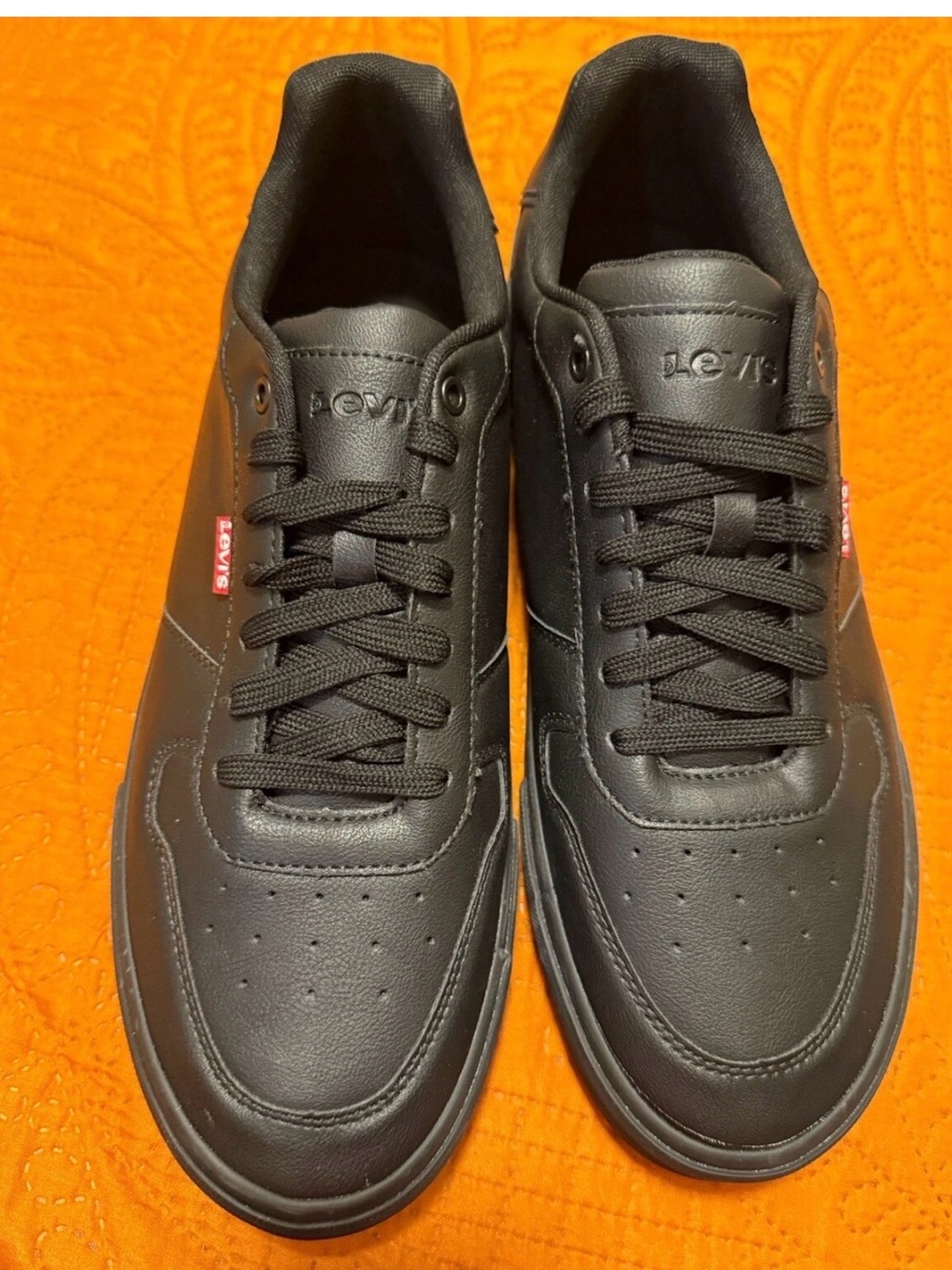 Sneaker Shoes Size 12 Black Levi's Mens Synthetic Leather Casual Lace Up - Picture 2 of 4